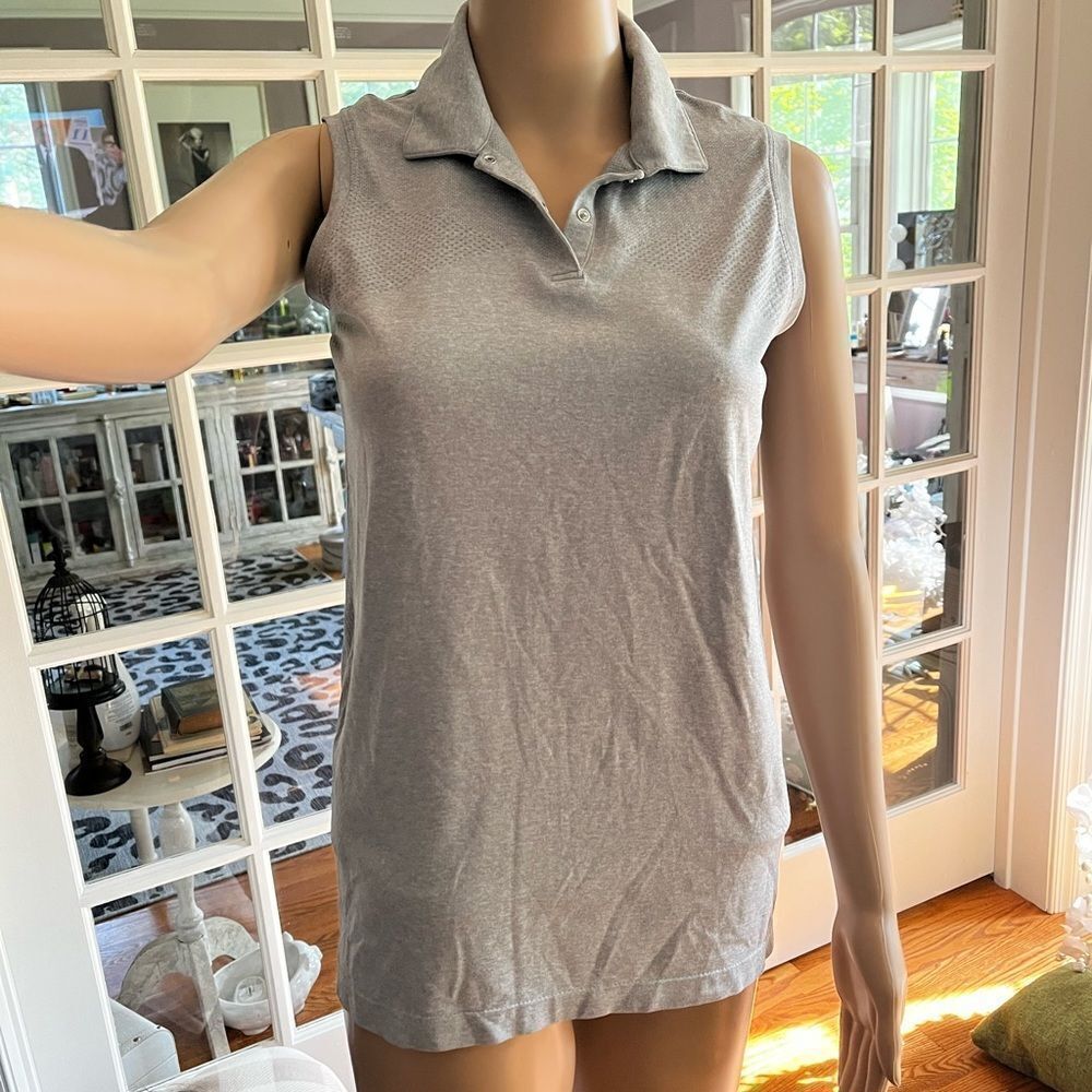 Slazenger Gray Moisture Wick Cooling Sleeveless Golf Shirt Polo sz S
